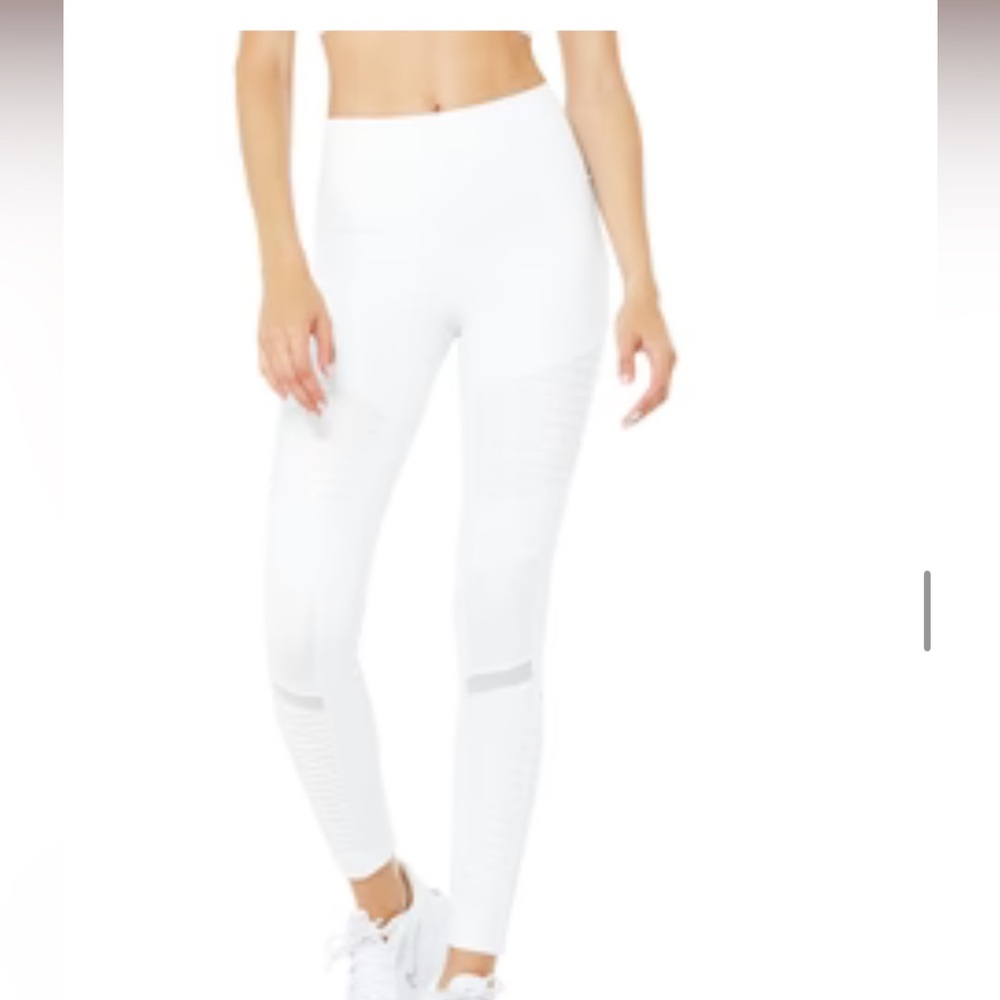 7/8 High-Waist Moto Legging white